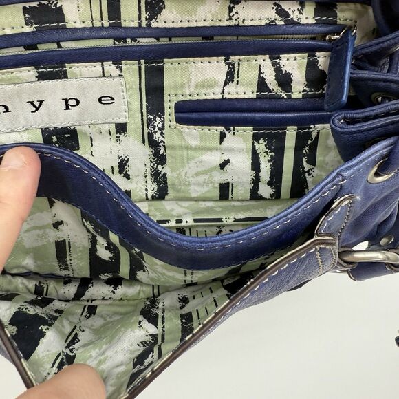 Hype Blue/Purple Leather Buckle Shoulder Bag Y2k Style - Picture 6 of 12